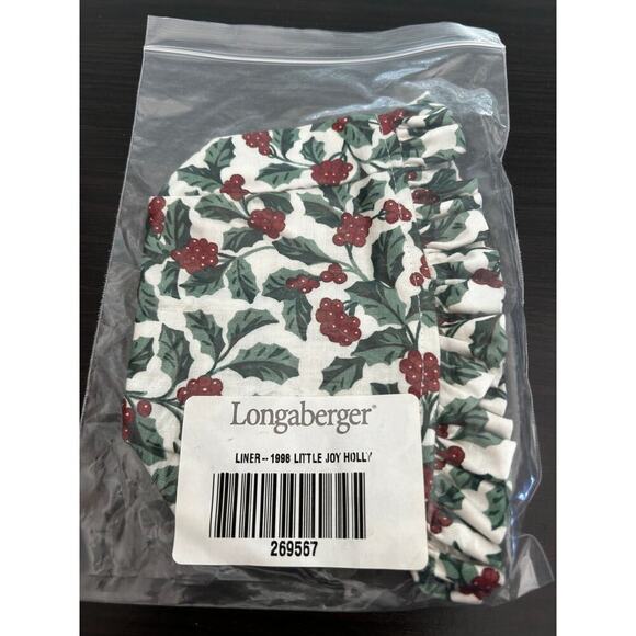 Longaberger 1998 LITTLE JOY Basket Liner Traditional Holly Fabric NEW‎ holiday - Picture 1 of 1